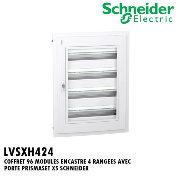 COFFRET 96 MODULES ENCASTRE 4 RANGEES AVEC PORTE PRISMASET XS SCHNEIDER