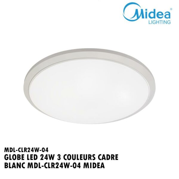 GLOBE LED 24W 3 COULEURS CADRE BLANC MDL-CLR24W-04 MIDEA