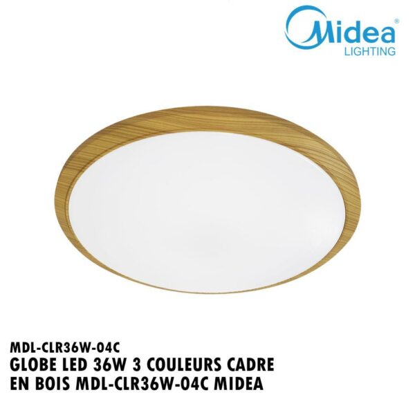 GLOBE LED 36W 3 COULEURS CADRE EN BOIS MDL-CLR36W-04C MIDEA X