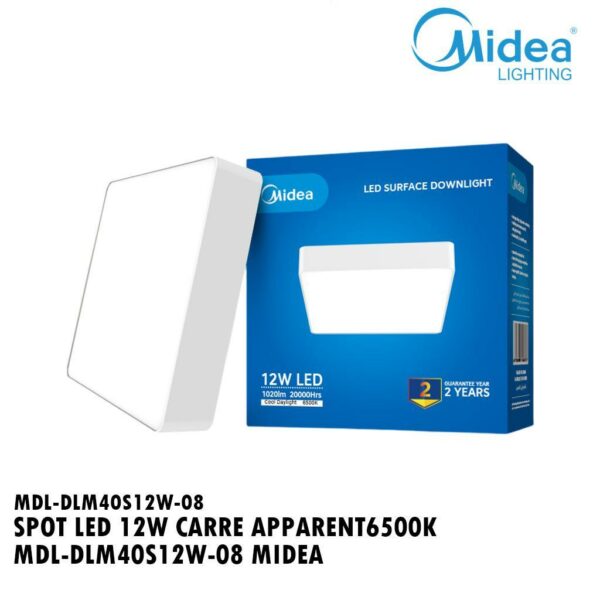 SPOT LED 12W CARRE APPARENT 6500K MDL-DLM40S12W-08 MIDEA