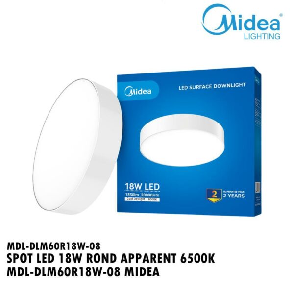 SPOT LED 18W ROND APPARENT 6500K MDL-DLM60R18W-08 MIDEA