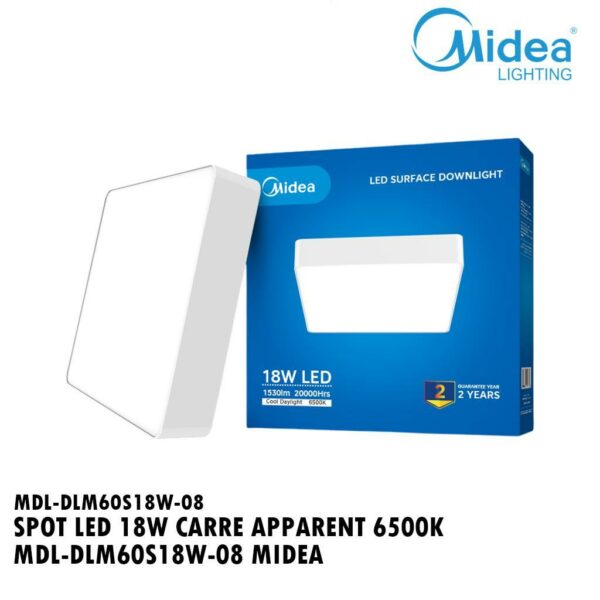 SPOT LED 18W CARRE APPARENT 6500K MDL-DLM60S18W-08 MIDEA