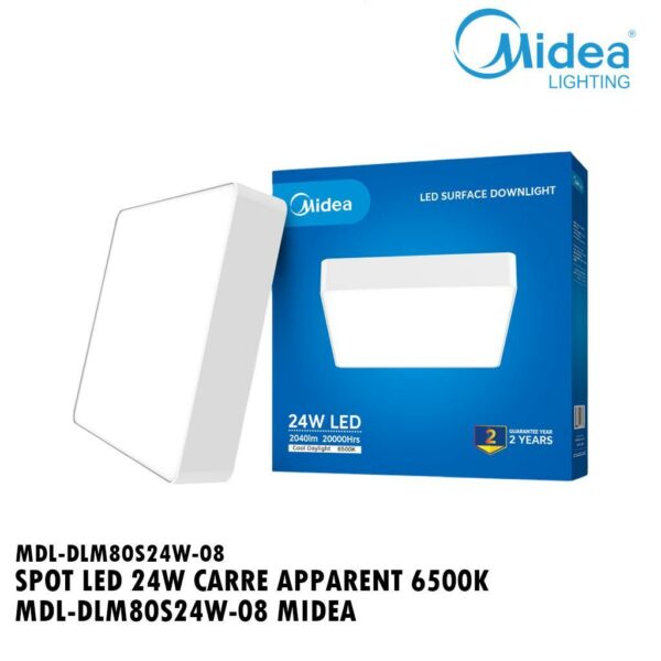 SPOT LED 24W CARRE APPARENT 6500K MDL-DLM80S24W-08 MIDEA
