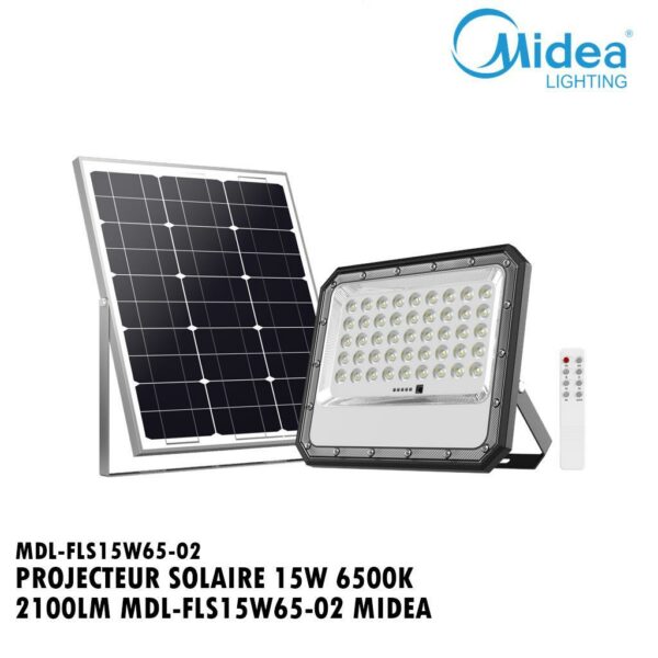 PROJECTEUR SOLAIRE 15W 6500K 2100LM MDL-FLS15W65-02 MIDEA