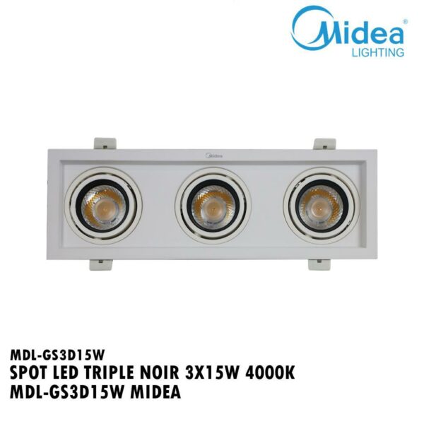 SPOT LED TRIPLE NOIR 3X15W 4000K MDL-GS3D15W MIDEA