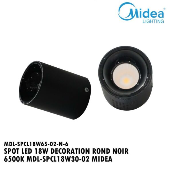 SPOT LED 18W DECORATION ROND NOIR 6500K MDL-SPCL18W30-02 MIDEA