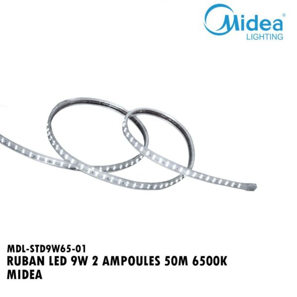 RUBAN LED 9W 2 AMPOULES 50M 6500K MIDEA
