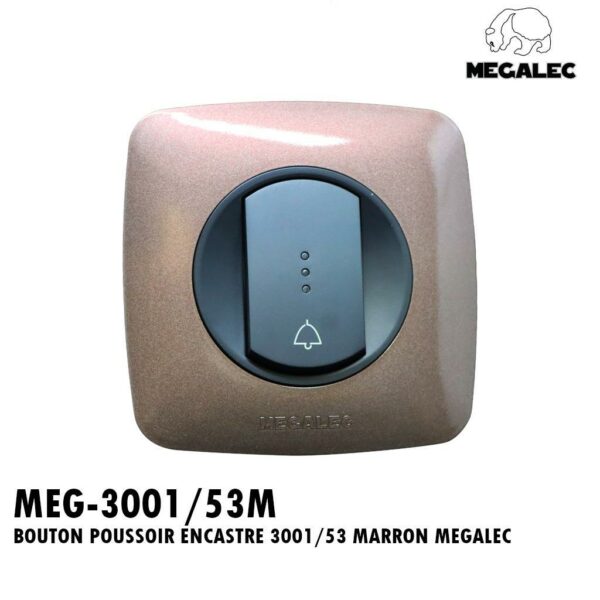 BOUTON POUSSOIR ENCASTRE 3001/53 MARRON MEGALEC