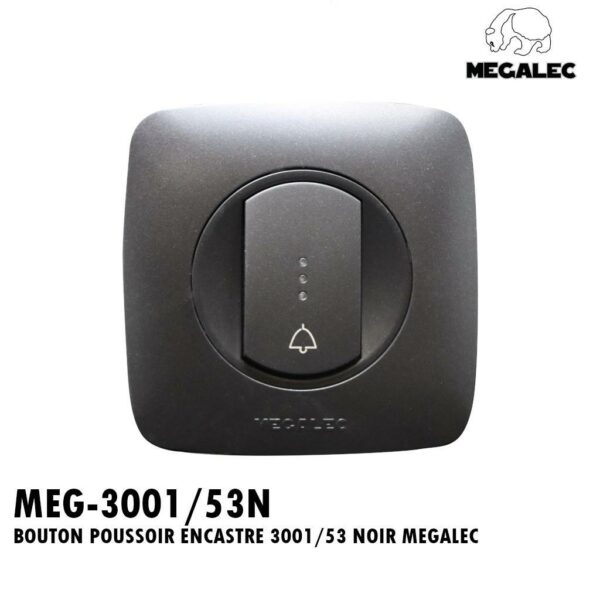 BOUTON POUSSOIR ENCASTRE 3001/53 NOIR MEGALEC