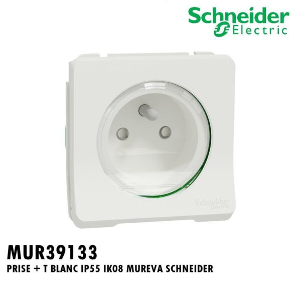 PRISE + T BLANC IP55 IK08 MUREVA SCHNEIDER