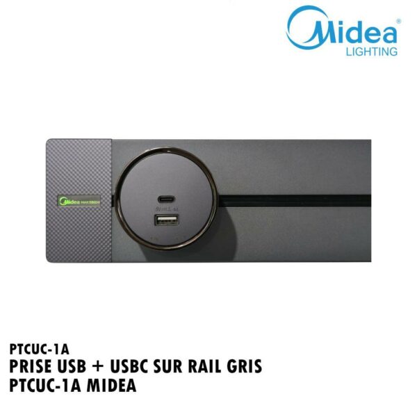 PRISE USB + USBC SUR RAIL GRIS PTCUC-1A MIDEA