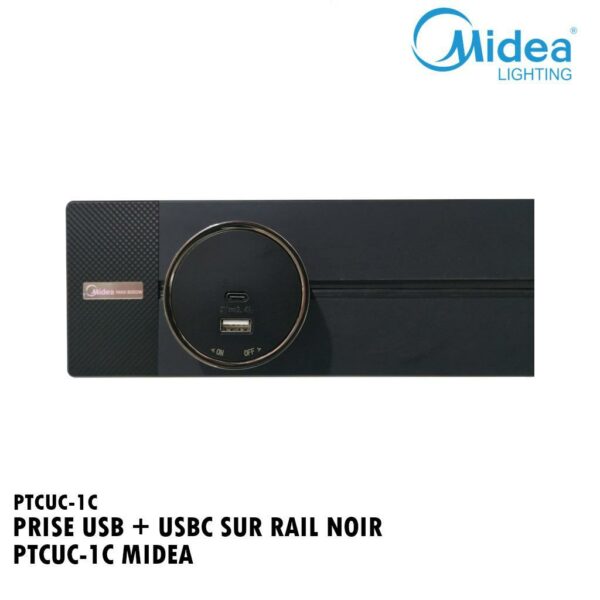 PRISE USB + USBC SUR RAIL NOIR PTCUC-1C MIDEA