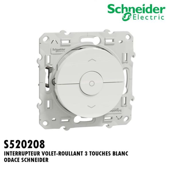 INTERRUPTEUR VOLET-ROULLANT 3 TOUCHES BLANC ODACE SCHNEIDER