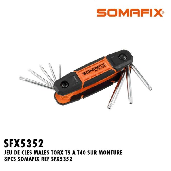 JEU DE CLES MALES TORX T9 A T40 SUR MONTURE 8PCS SOMAFIX REF SFX5352