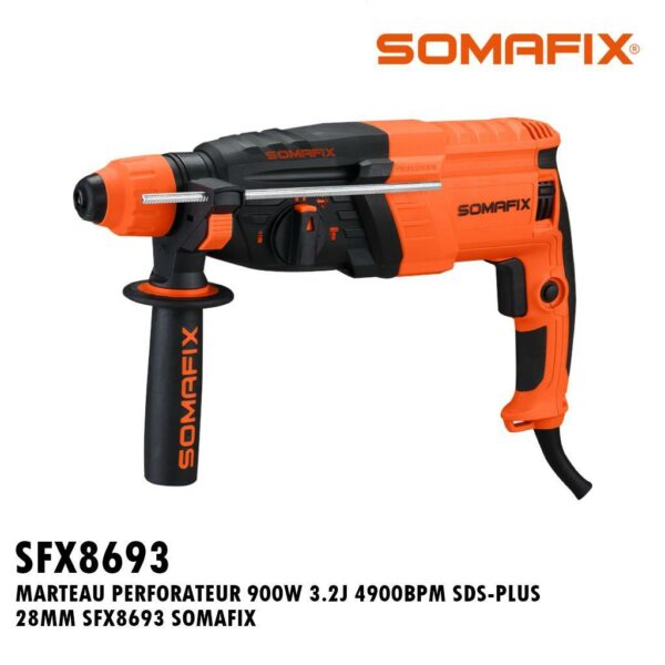 MARTEAU PERFORATEUR 900W 3.2J 4900BPM SDS-PLUS 28MM SFX8693 SOMAFIX