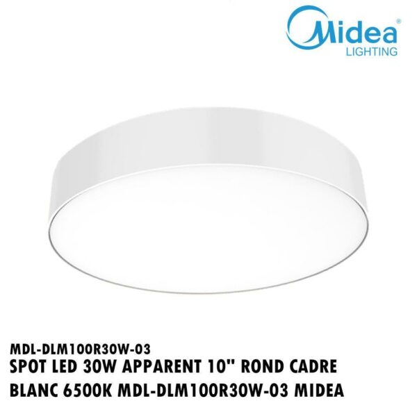 SPOT LED 30W APPARENT 10" ROND CADRE BLANC 6500K MDL-DLM100R30W-03 MIDEA