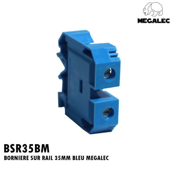 BORNIERE SUR RAIL 35MM BLEU MEGALEC