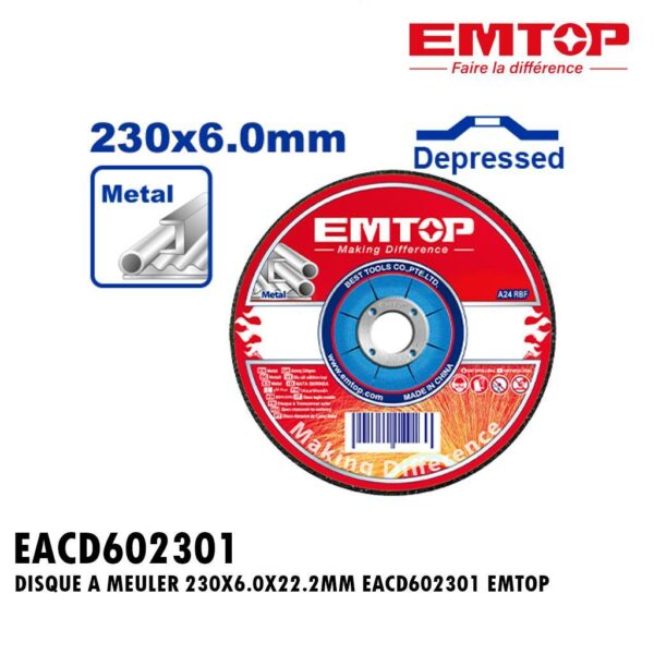 DISQUE A MEULER 230X6.0X22.2MM EACD602301 EMTOP