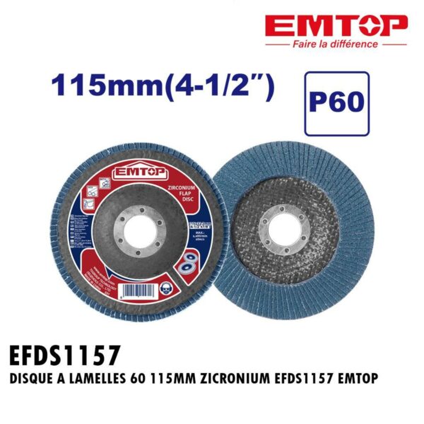 DISQUE A LAMELLES 60 115MM ZICRONIUM EFDS1157 EMTOP