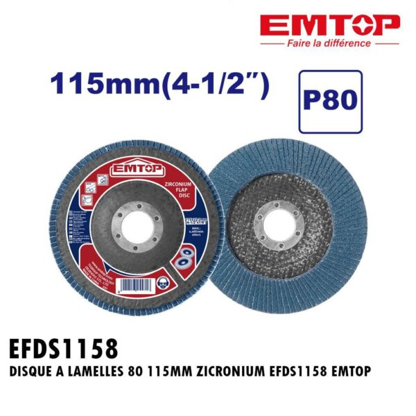 DISQUE A LAMELLES 80 115MM ZICRONIUM EFDS1158 EMTOP
