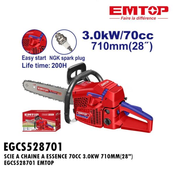 SCIE A CHAINE A ESSENCE 70CC 3.0KW 710MM(28") EGCS528701 EMTOP