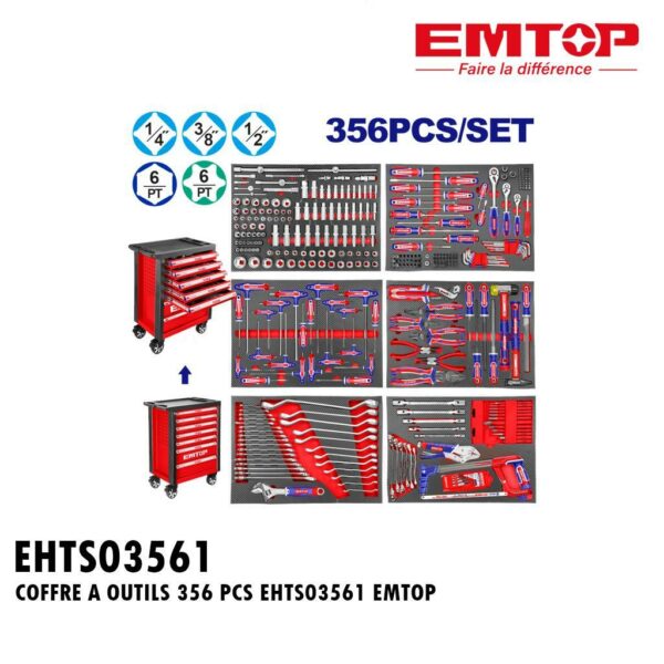 COFFRE A OUTILS 356 PCS EHTS03561 EMTOP