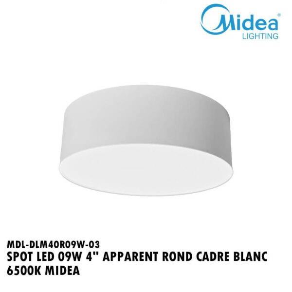 SPOT LED 09W 4" APPARENT ROND CADRE BLANC 6500K MIDEA
