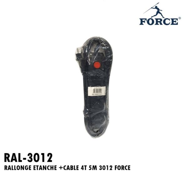 RALLONGE ETANCHE +CABLE 4T 5M 3012 FORCE