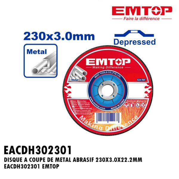 DISQUE A COUPE DE METAL ABRASIF 230X3.0X22.2MM EACDH302301 EMTOP