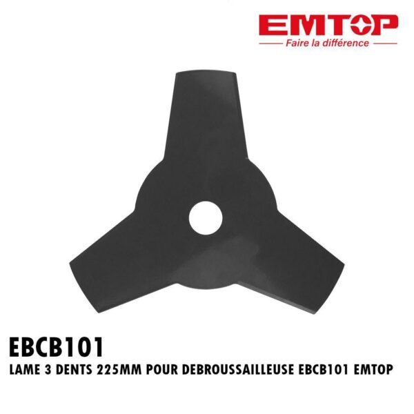 LAME 3 DENTS 225MM POUR DEBROUSSAILLEUSE EBCB101 EMTOP