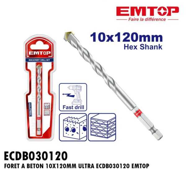 FORET A BETON 10X120MM ULTRA ECDB030120 EMTOP