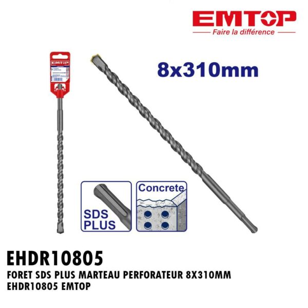 FORET SDS PLUS MARTEAU PERFORATEUR 8X310MM EHDR10805 EMTOP