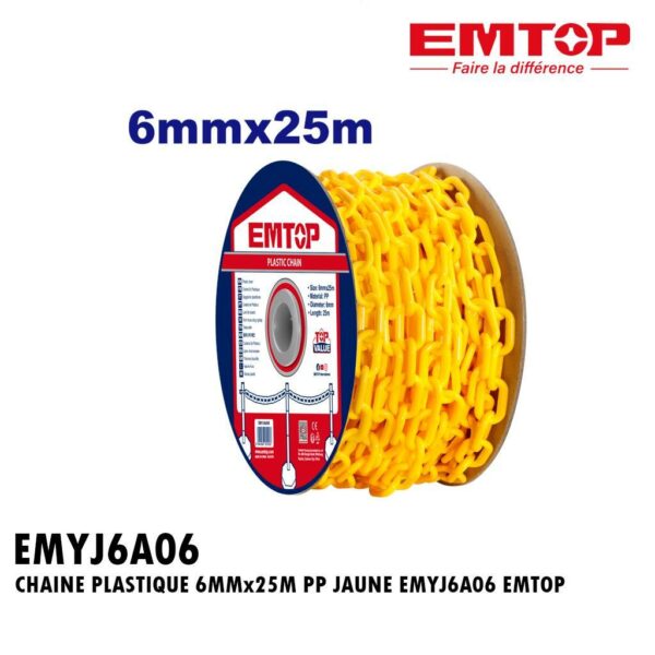 CHAINE PLASTIQUE 6MMx25M PP JAUNE EMYJ6A06 EMTOP