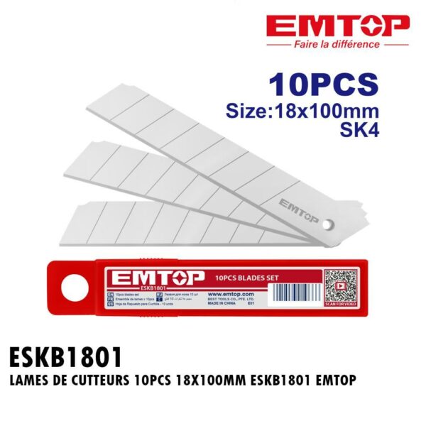 LAMES DE CUTTEURS 10PCS 18X100MM ESKB1801 EMTOP