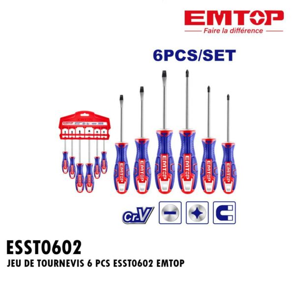 JEU DE TOURNEVIS 6 PCS ESST0602 EMTOP