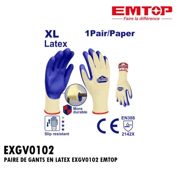 PAIRE DE GANTS EN LATEX EXGV0102 EMTOP