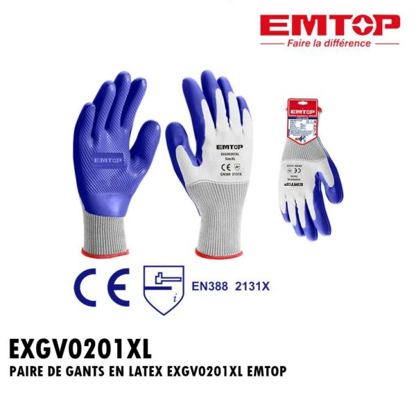 PAIRE DE GANTS EN LATEX EXGV0201XL EMTOP