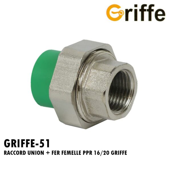 RACCORD UNION + FER FEMELLE PPR 16/20 GRIFFE