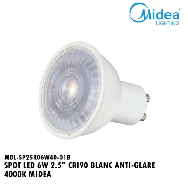SPOT LED 6W 2.5" CRI90 BLANC ANTI-GLARE 4000K MIDEA