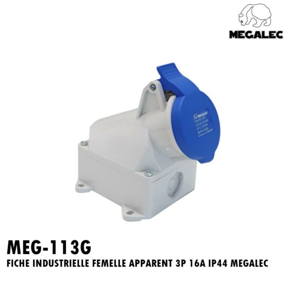 FICHE INDUSTRIELLE FEMELLE APPARENT 3P 16A IP44 MEGALEC