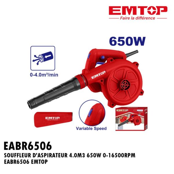 SOUFFLEUR D'ASPIRATEUR 4.0M3 650W 0-16500RPM EABR6506 EMTOP