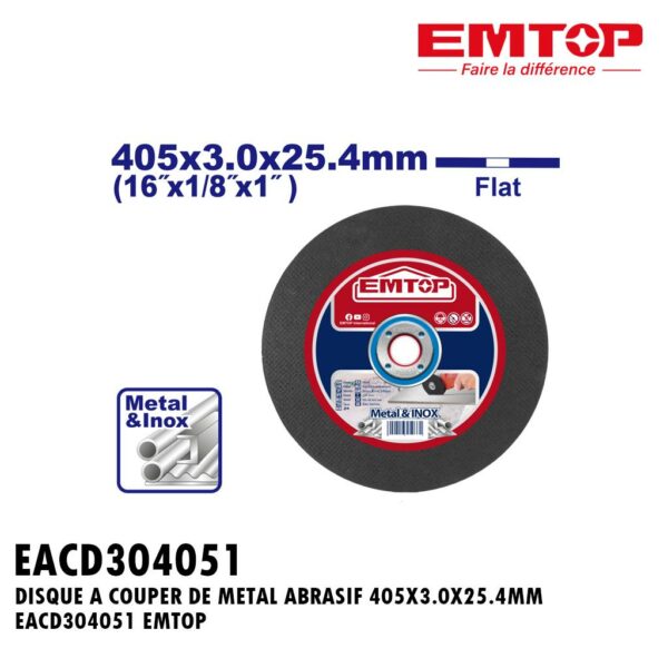 DISQUE A COUPER DE METAL ABRASIF 405X3.0X25.4MM EACD304051 EMTOP