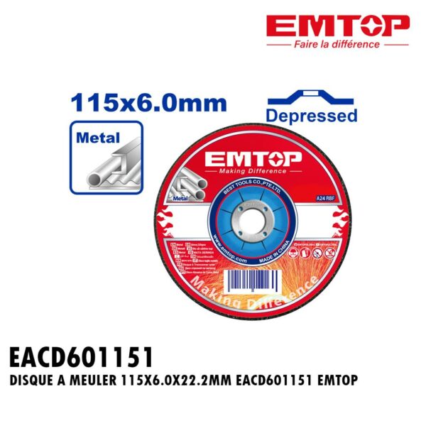 DISQUE A MEULER 115X6.0X22.2MM EACD601151 EMTOP