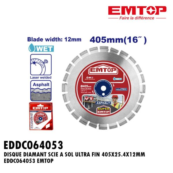 DISQUE DIAMANT SCIE A SOL ULTRA FIN 405X25.4X12MM EDDC064053 EMTOP