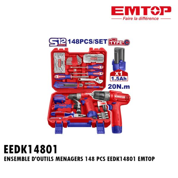 ENSEMBLE D'OUTILS MENAGERS 148 PCS EEDK14801 EMTOP