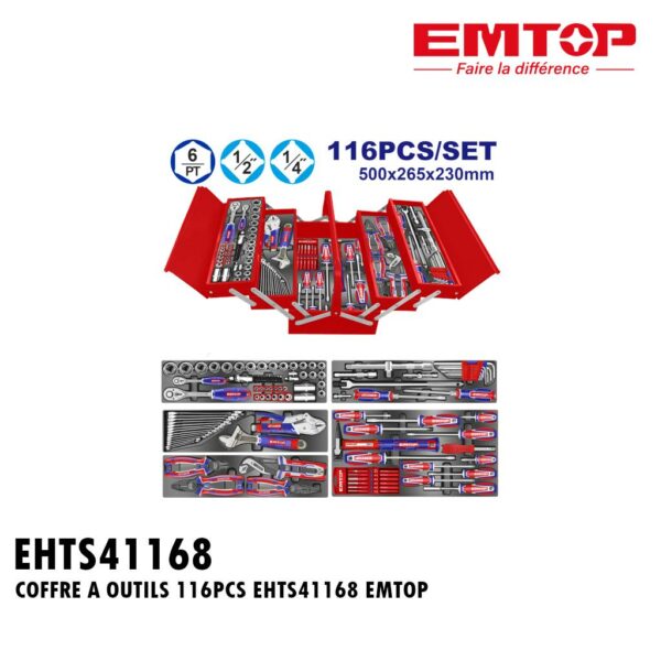 COFFRE A OUTILS 116PCS EHTS41168 EMTOP