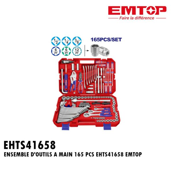 ENSEMBLE D'OUTILS A MAIN 165 PCS EHTS41658 EMTOP