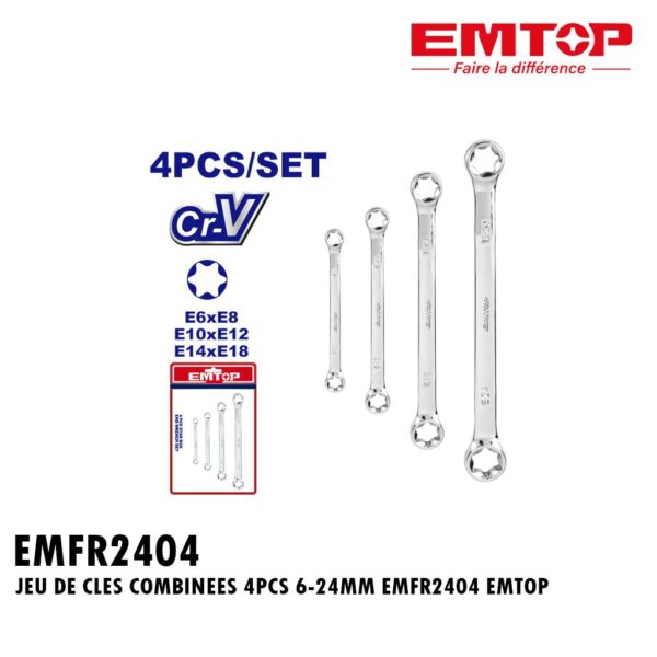 JEU DE CLES COMBINEES 4PCS 6-24MM EMFR2404 EMTOP
