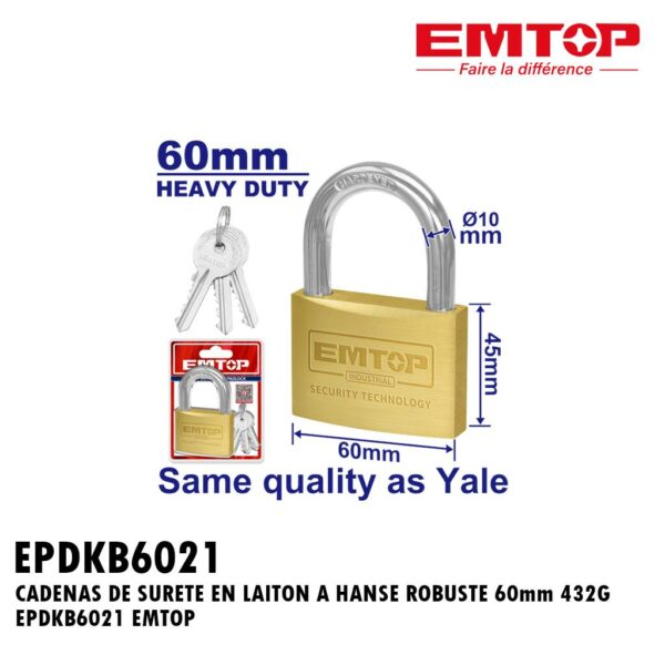 CADENAS DE SURETE EN LAITON 60MM 432G EPDKB6021 EMTOP