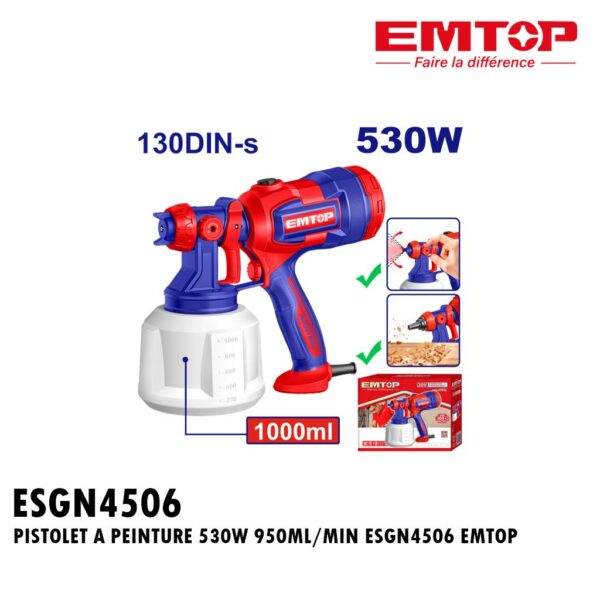 PISTOLET A PEINTURE 530W 950ML/MIN ESGN4506 EMTOP